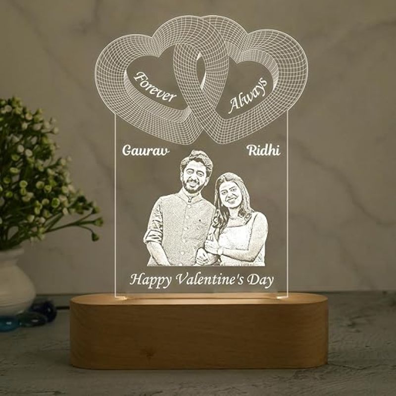 Personalized Happy Valentine Day Night Lamp  Customized with Couple Name  Valentine Day Gift for Wife  Valentines Gift for him  Warm White Light